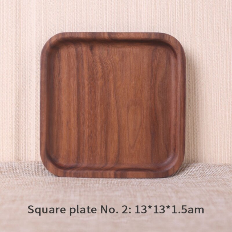 Rectangle Black Walnut Wood Pan Plate Fruit Dishes Saucer Tea Tray Dessert Dinner Bread Wood Plate: A2