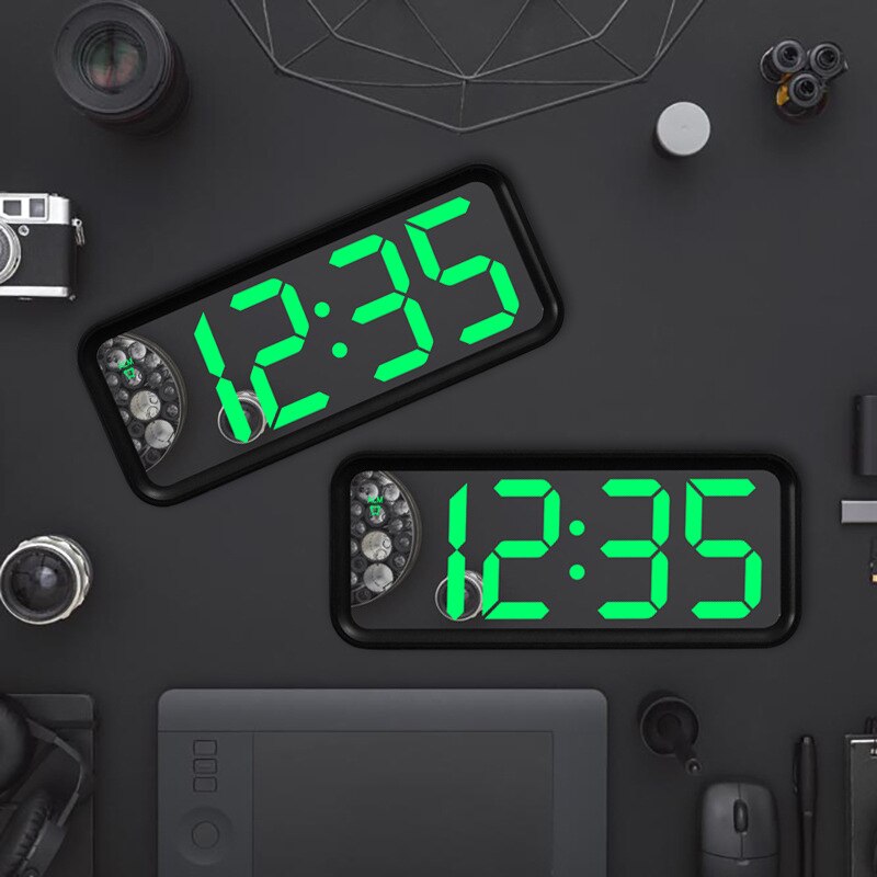 Large Screen Electronic Clock Mirror LED Alarm Clock Large Font Clock Living Poom Clock Luminous Bedside Clock