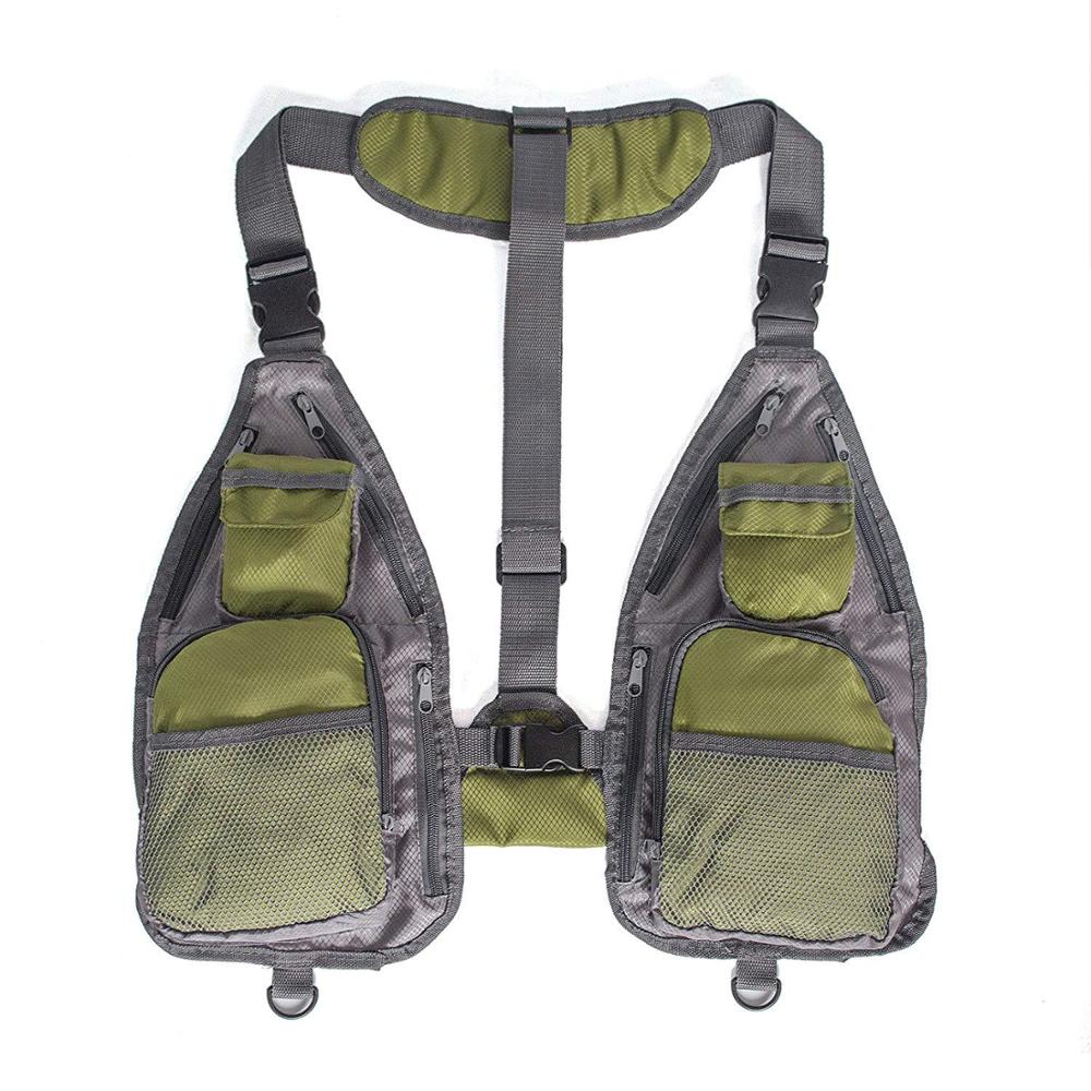 Udendørs åndbar fiskevest d-ring sports multi-funktion poser vest