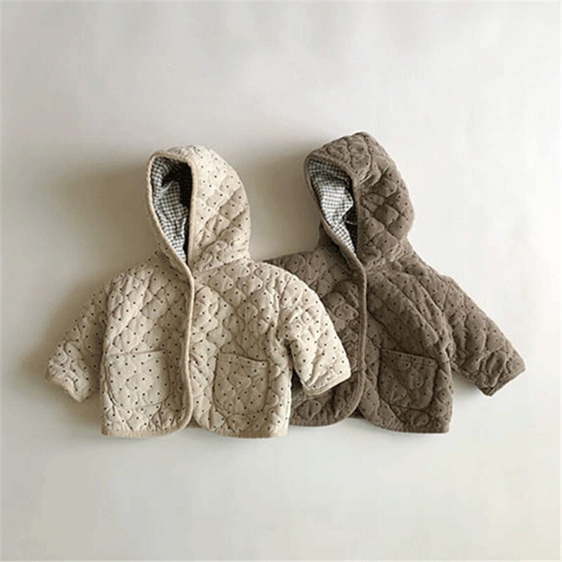 Baby Winter Warm Hooded Jas Mode Dot Print Lange Mouwen Dikker Katoenen Jas Voor Jongens En Meisjes Kinderen jas