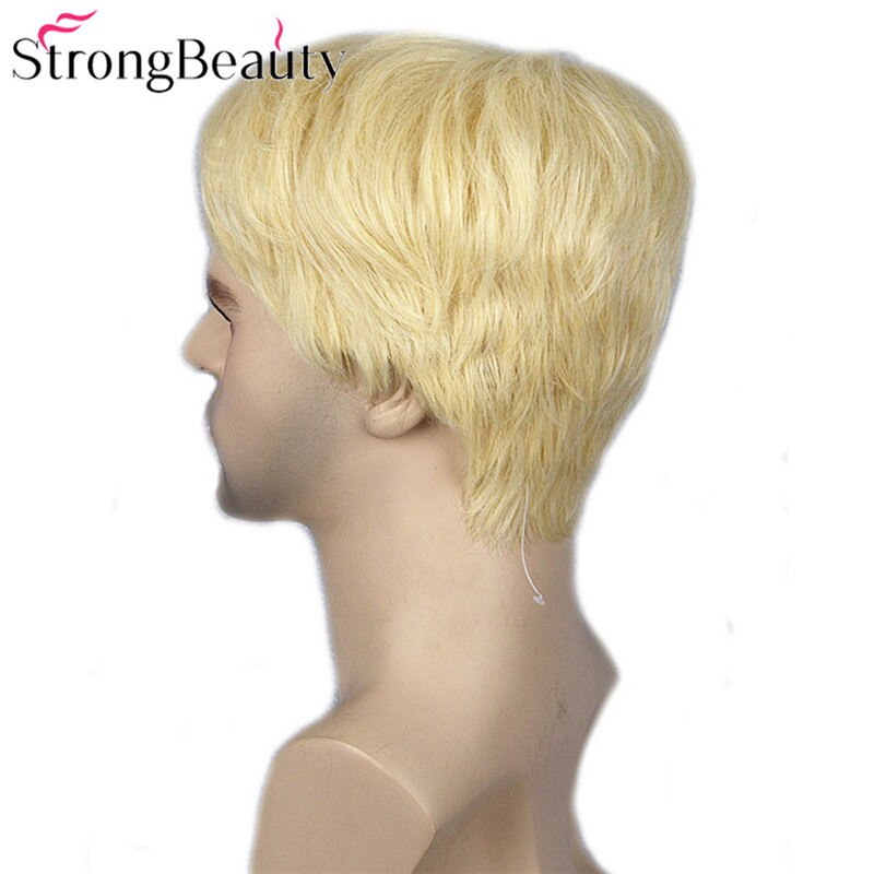 Strong Beauty Gold Blonde Men Wigs Synthetic Wig Short Hair Body Wave Wigs