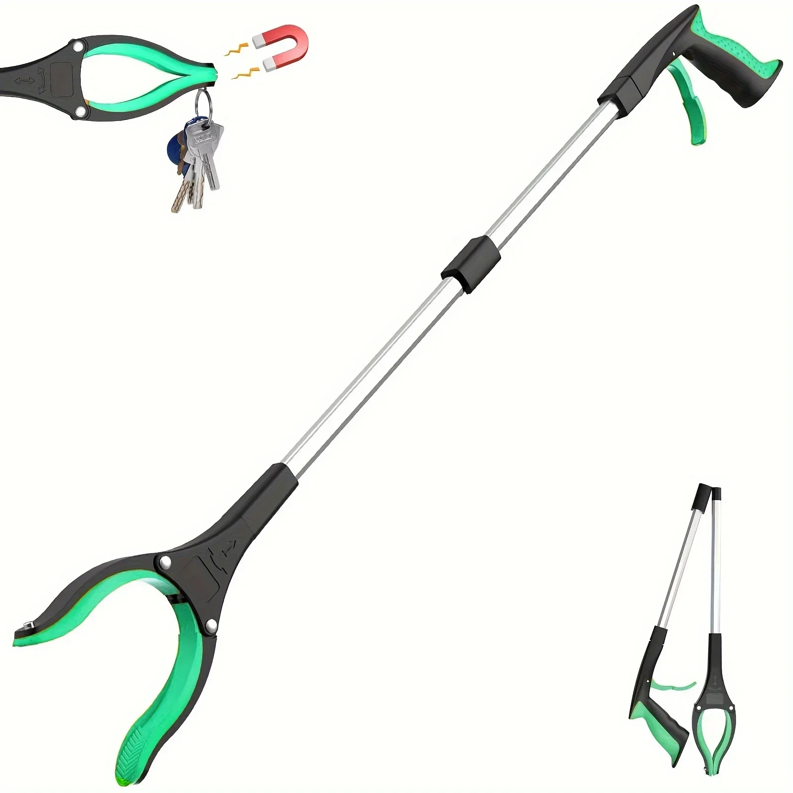 Foldable Gripper Extender Hand Tools Litter Reachers Pickers Collapsible Garbage Grabber Pick Up Tools Elderly Grabbing Tool: army green