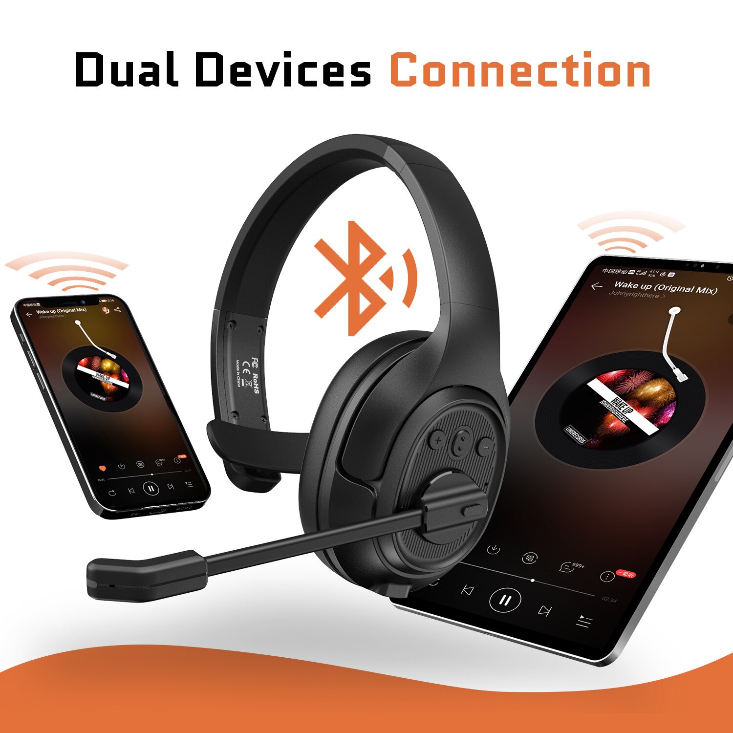 EKSA-auriculares inalámbricos H1 con micrófono, cascos con cancelación de ruido ambiental, Bluetooth, para centro de llamadas