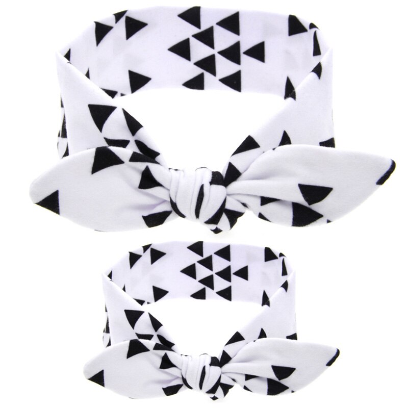 2 Pcs Mom Baby Hoofdband Set Voor Meisjes Baby Peuter Tulband Hoofddeksels Verstelbare Ouder Moeder Kind Haarbanden Boog Accessoires: Black Triangle