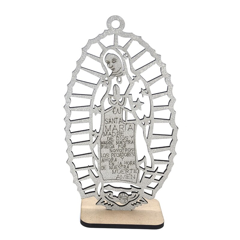 Houten Uitsparingen Guadalupe Opknoping Ornamenten Gebed Aandenken Kerstboom Decor