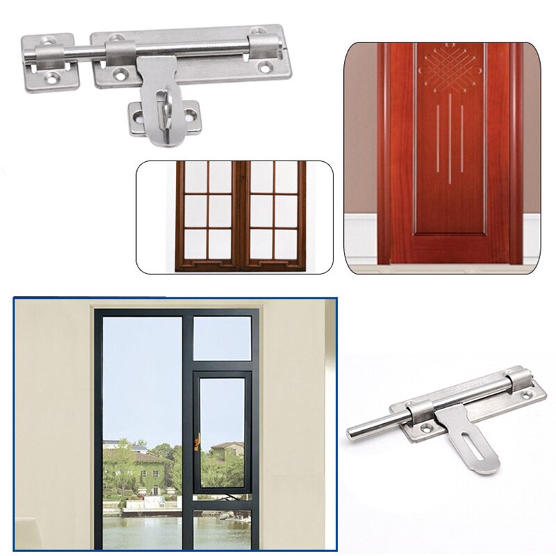 Vacclo Stainless Steel Door Latch Sliding Lock Window Drawer Cupboard Lock Barrel Bolt Latch Padlock Clasp Furniture Hardware