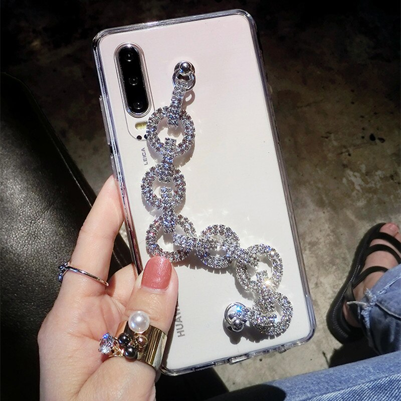 Lady Bling Rhinestone Diamond Bracelet Chain Crystal Case For XiaoMi Mi 11 Lite 11Ultra 10S 10T Pro Redmi Note 11 10 Pro K50 K40