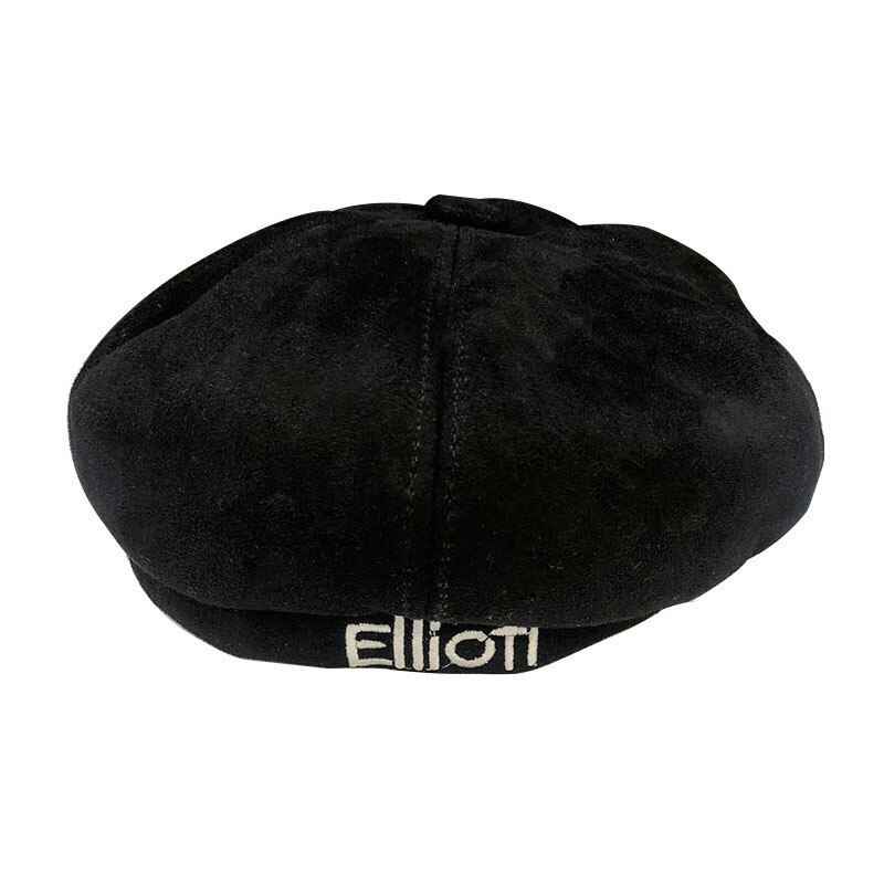 Koreansk version av harajuku broderade bokstav basker barn höst vinter retro bomull student anis pumpa målare hatt: Svart