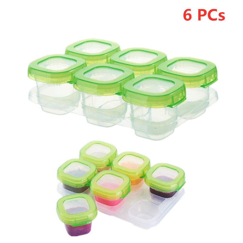 6 uds. De recipientes de plástico para alimentos de bebé, cajas para Mini desteñir, cajas de almacenaje para congelador, sin BPA