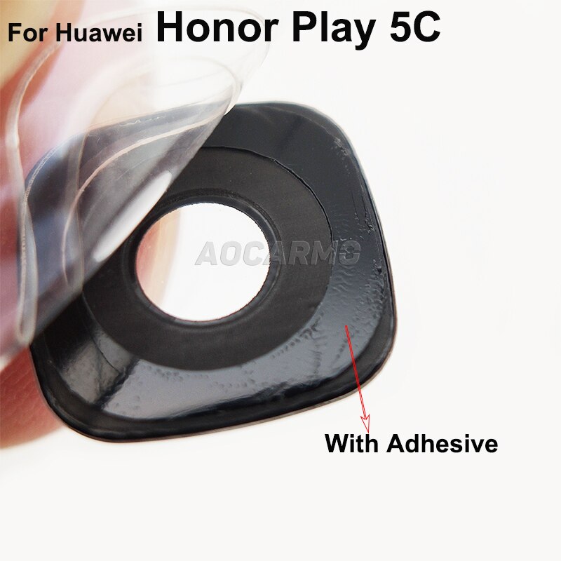 Aocarmo-lente de cámara trasera de cristal con pegatina adhesiva, pieza de repuesto para Huawei Honor Play 5C NEM-TL00H