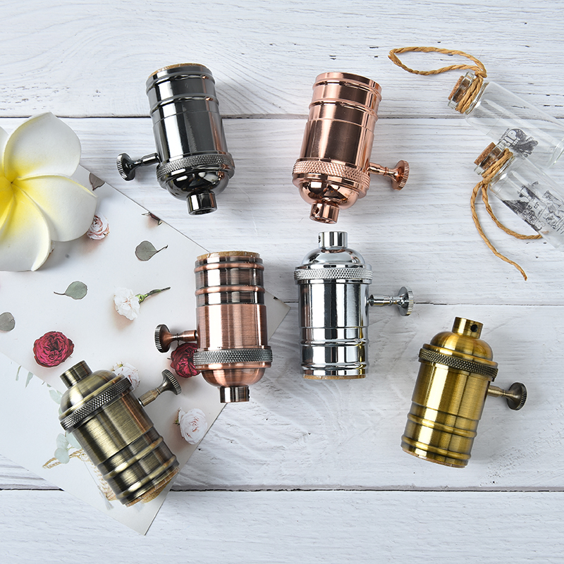 Industrielle retro anheng beslag glans lampeholdere armatur vintage lampe sokkel  e27 skrue pære base aluminium lampeholder