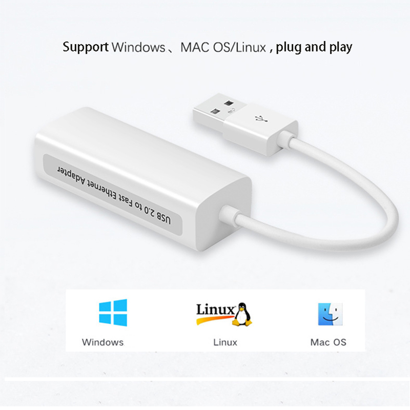 Cavo Ethernet da USB a RJ45 Splitter Estendi Adattatore Micro USB 2.0 Scheda di rete 100Mbps per Tablet Laptop PC Computer Android