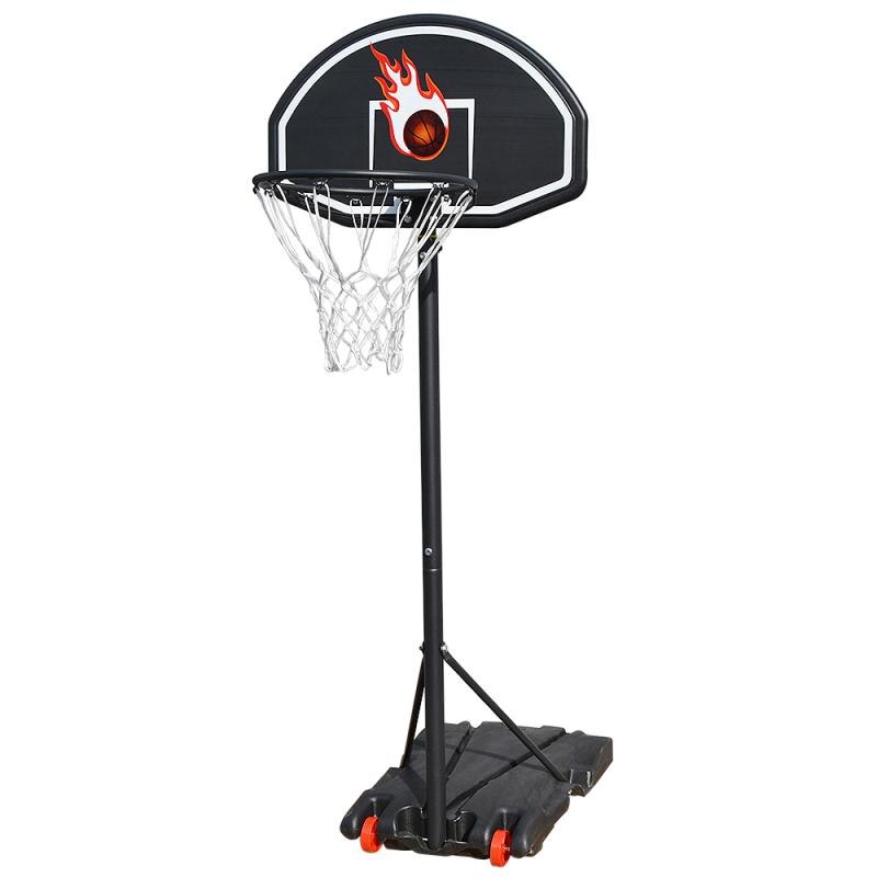 Basketball Hoop - Adjustable Stand - 73x53x246cm - Steel Pipe PP Backboard PE Base - Indoor Outdoor Play: Black