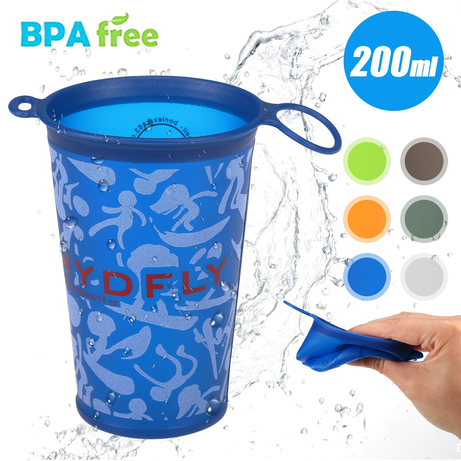 2 sztuk 200ml składany miękka woda kubek składany sportowe butelki wody na zewnątrz Puchar sport kolarstwo kemping piesze wycieczki robić biegania