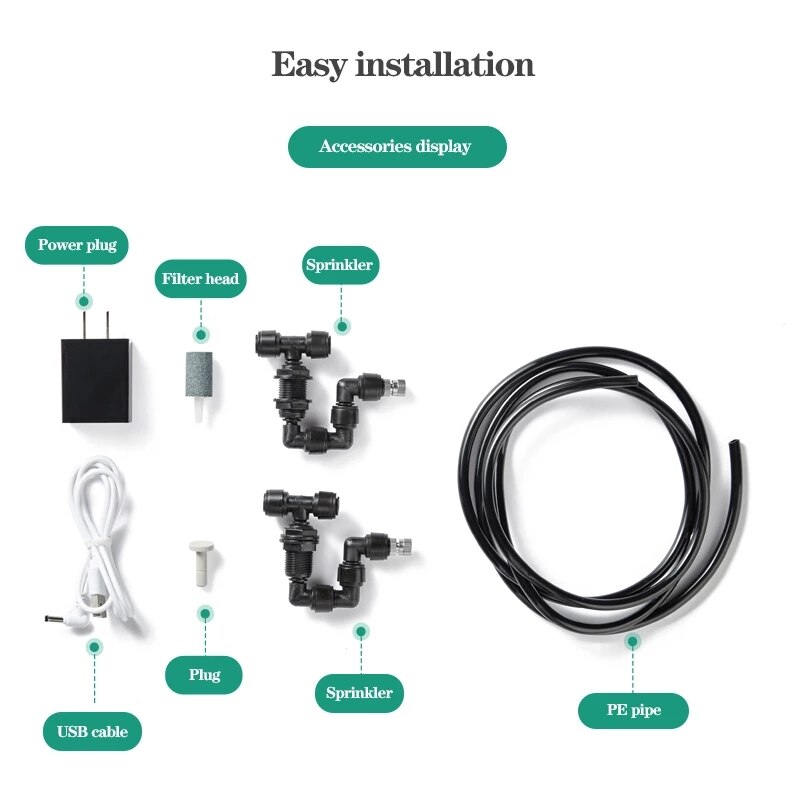 Intelligent automatisk tåge spray system sæt krybdyr terrarier tåge luftfugter lcd skærm sprinkler kontrol vanding timer