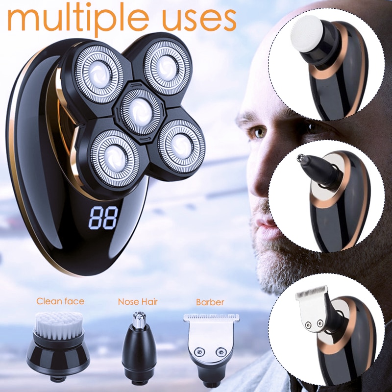 VGR Multifonction Visage Rasoir Électrique 5 Têtes Flottantes Rasoirs Électrique Rasoir Nez Tondeuse Machine USB Rasoir Rechargeable tondeuse barbe tondeuse cheveux professionnelle tondeuse tondeuse barbe rasoir electr
