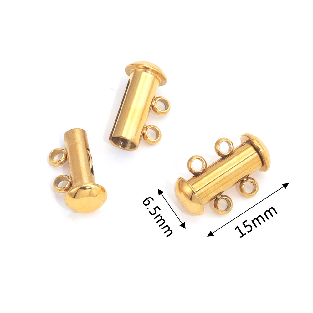 2 uds. De pulseras en capas de acero inoxidable, collares, bloqueo de tubo deslizante, ganchos de cierre espaciador, conectores de cerraduras para suministros de joyería: Blanco