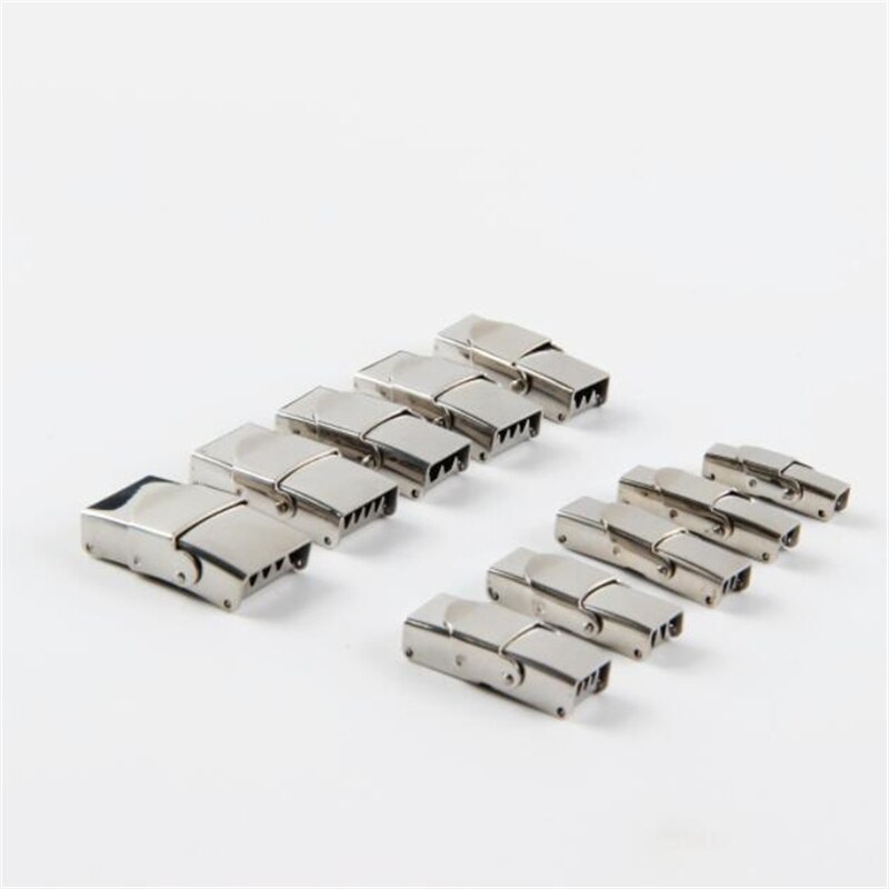 10pcs Stainless Steel Clasp Crimp Jaw Hook Watch Band Clasp for Leather Silicone Bracelet Jewelry Making DIY Connect Lace Buckle