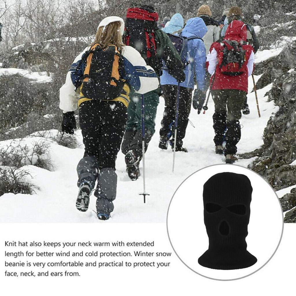 2x Adult Winter 3-Hole Balaclava Warm Knit Knitted Full Face Ski Cover Mask