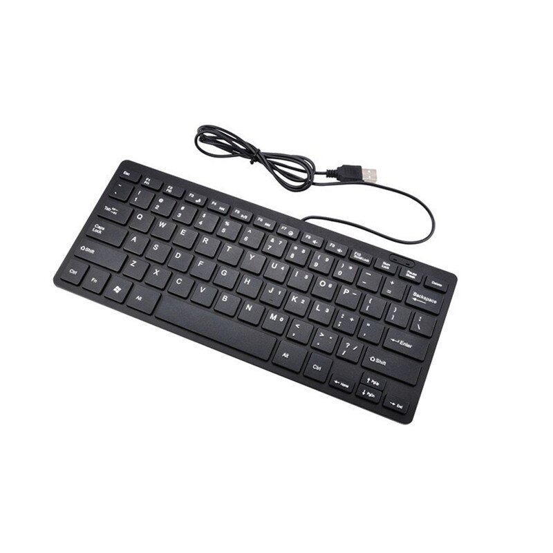 Mini Usb Wired Super Slim Toetsenbord Usb 2.0 Multimedia Toetsenbord 78 Toetsen Ergonomische Computer Desktop Toetsenbord Voor Notebook Pc: Black