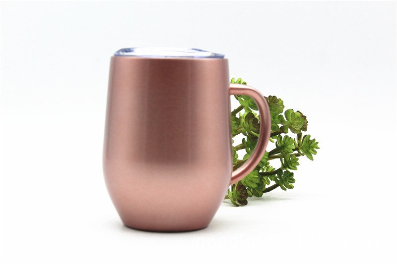 12oz bpa gratis dobbel vegg rustfritt stål melk drikke øl термокружка kopp egg form kaffe krus som lokk med håndtak