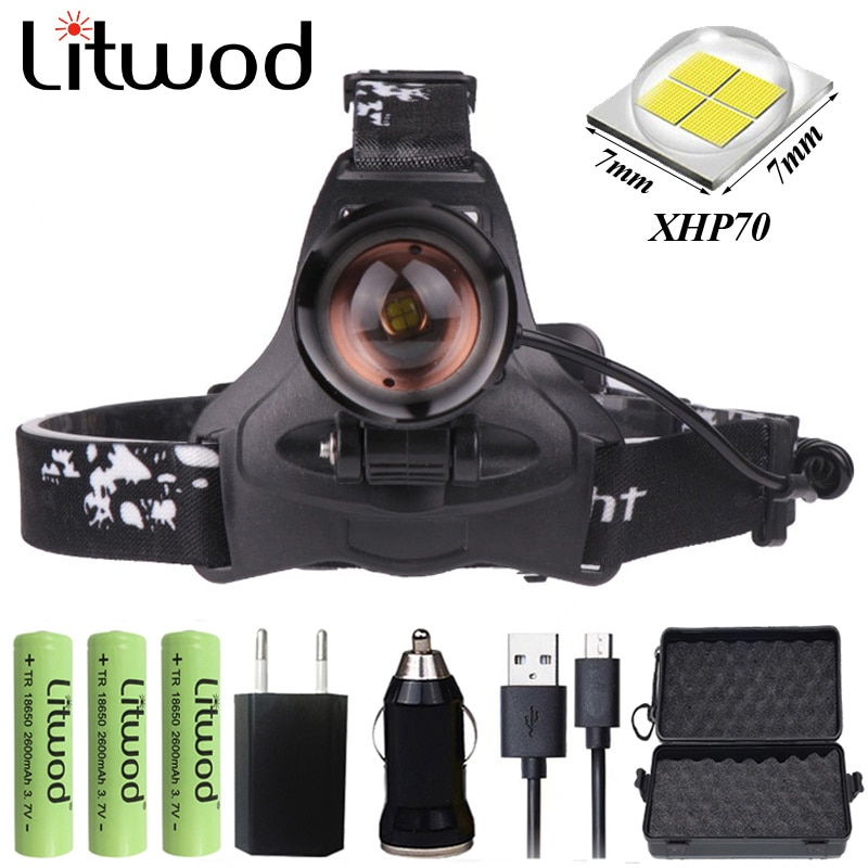 Z20 Litwod 2608 32W chip XHP70 Headlight 32000lum powerful Led headlamp zoom head lamp flashlight torch Lantern Head light