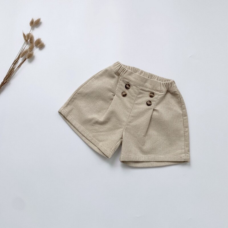 2021 New Winter Kids Girls Shorts albicocca rosso elastico in vita pantaloni in velluto a coste pantaloni per bambini abiti di moda E0529