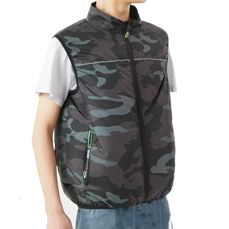 Weste mit klimaanlagenventilator für herren, sommer-angelweste, kühlende ärmellose arbeitsjacke, kühlbekleidung, wandern-tarnweste, eisweste
