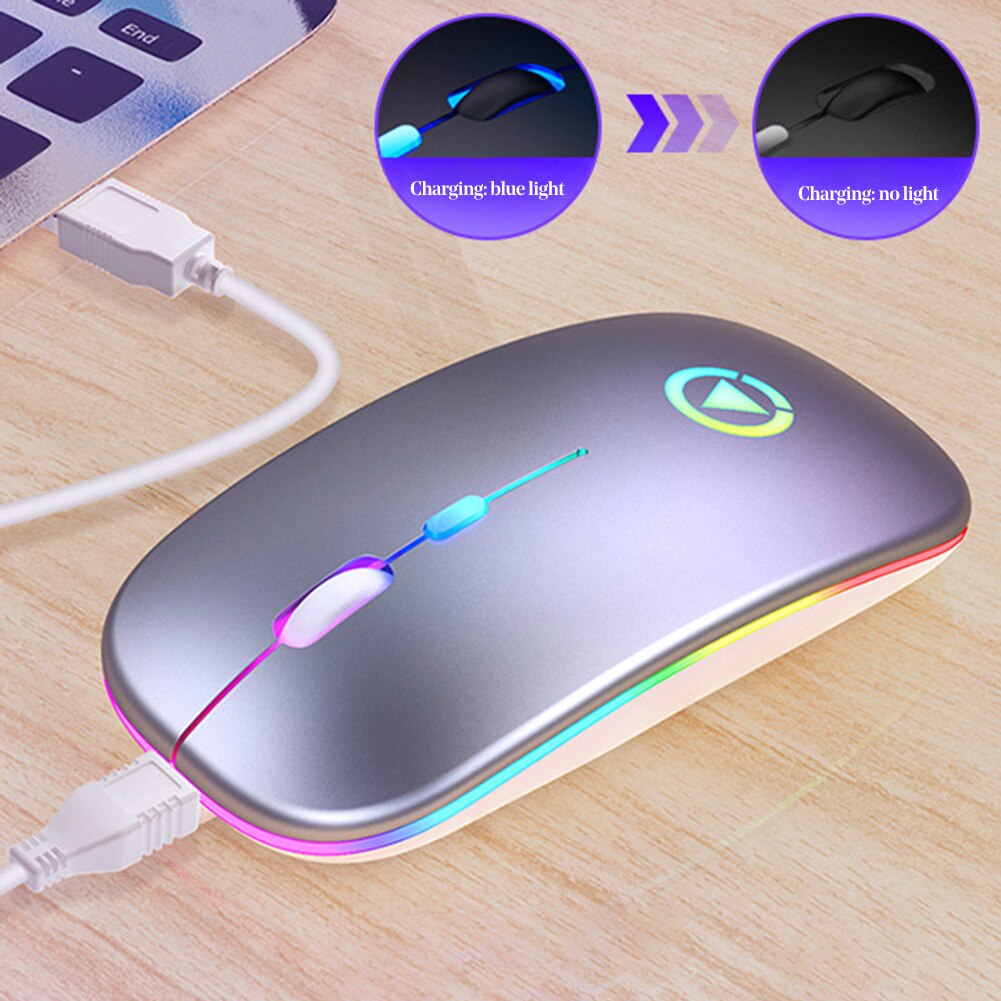 Rechargeable Wireless Mouse Computer Silent Colorful LED Mice Optical Ergonomic Gaming Mouse For Home Office PC Laptop