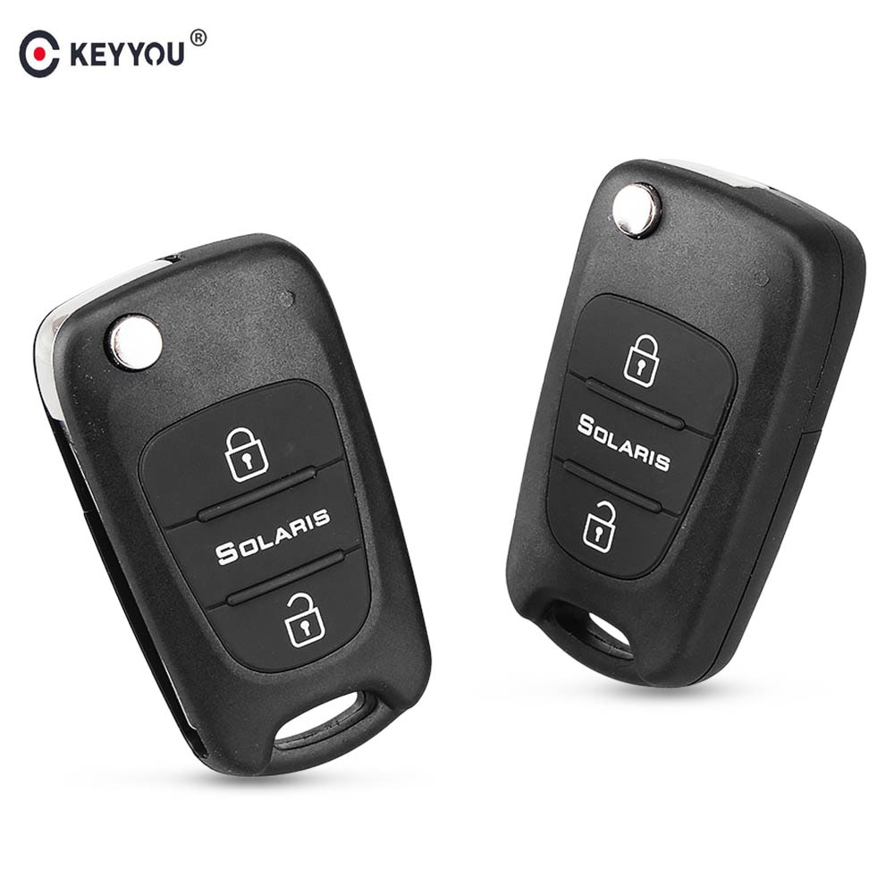 KEYYOU Voor Hyundai Solaris Ongesneden Blade 3 Knoppen Vervanging Folding Autosleutel Remote shell Case Fob Filp Auto Key