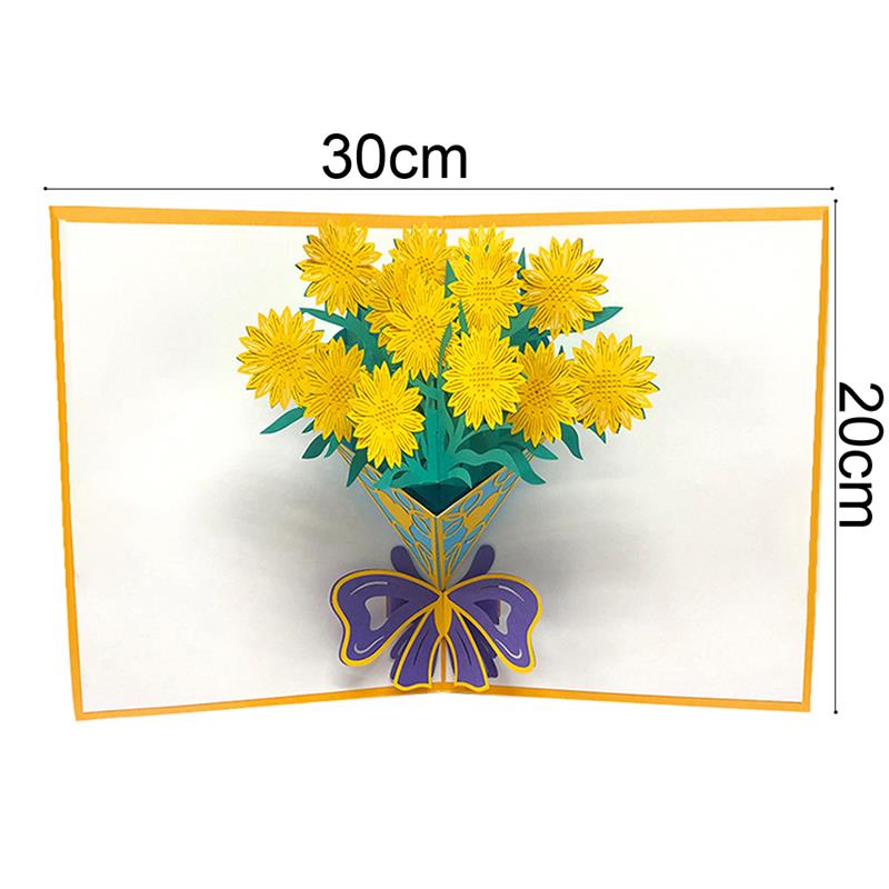 Pop Up Card 3D Greetings Card Handmade Bouquet Birthday Anniversaries Flower Thank You Card for Wife Moms: Sun flower