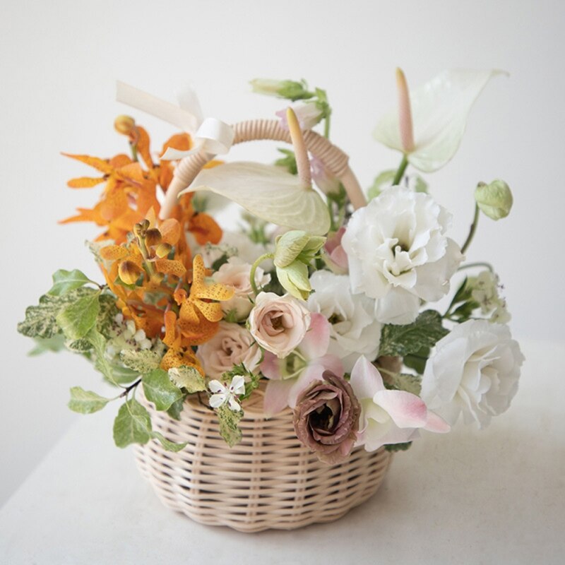 Cesto di fiori intrecciati cesto di immagazzinaggio in Rattan cesto di fiori fatto a mano cesto di fiori fatti a mano per la decorazione domestica di nozze