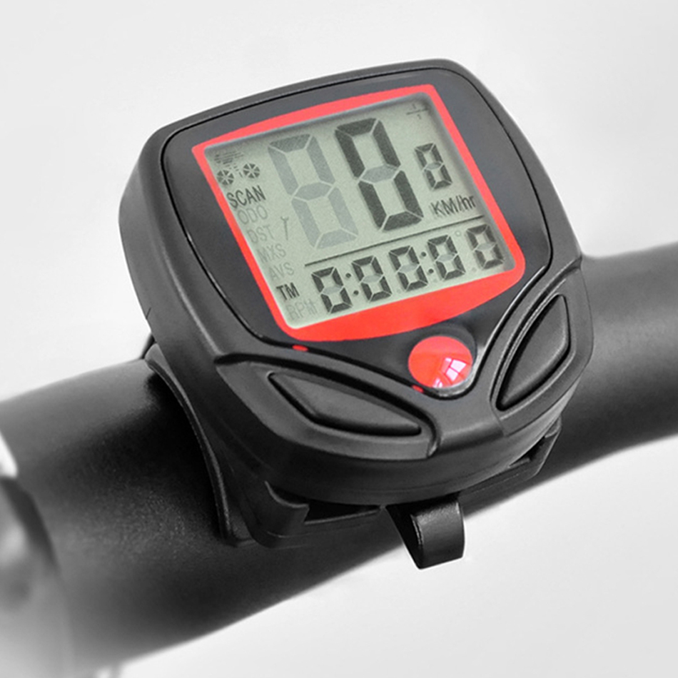 Bicycle Odometer Speedometer Waterproof Wired Digital Speedometer Cycling Wired Stopwatch Bicycle Cycling Speed Counter Code: Black Red