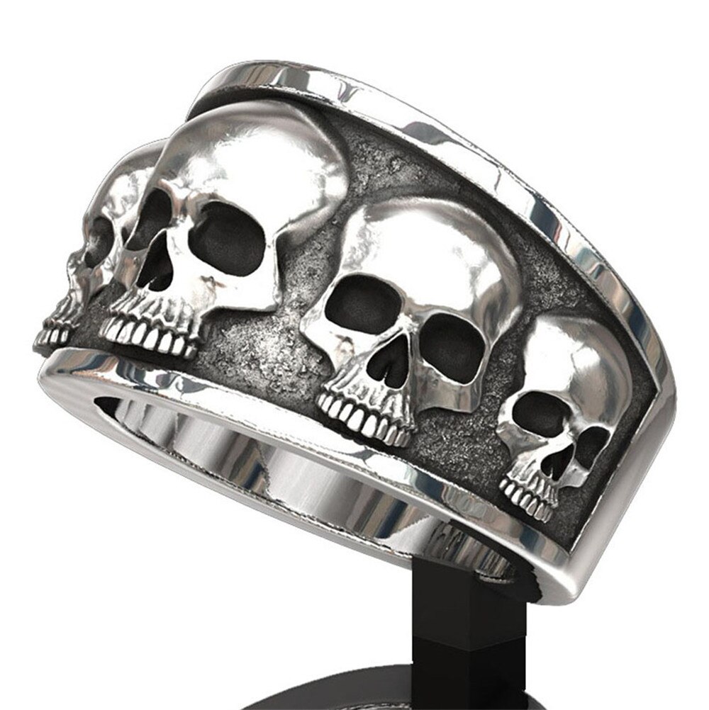 Anillo motero Punk de , lote de anillos de calavera para hombre, Calavera dominante, diablo, Punk, Rock, joyería de Hip Hop