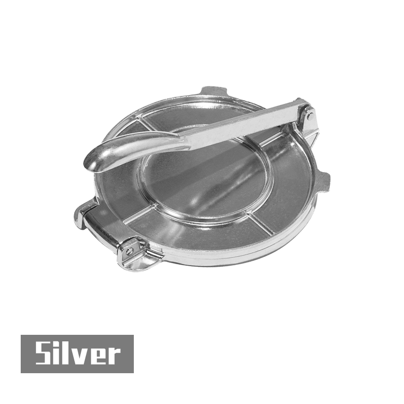 20CM Aluminum Alloy Tortilla Press Maker Foldable Home Kitchen Flour Corn Baking Press Maker DIY Pie Tools Kitchen Accessories: Silver