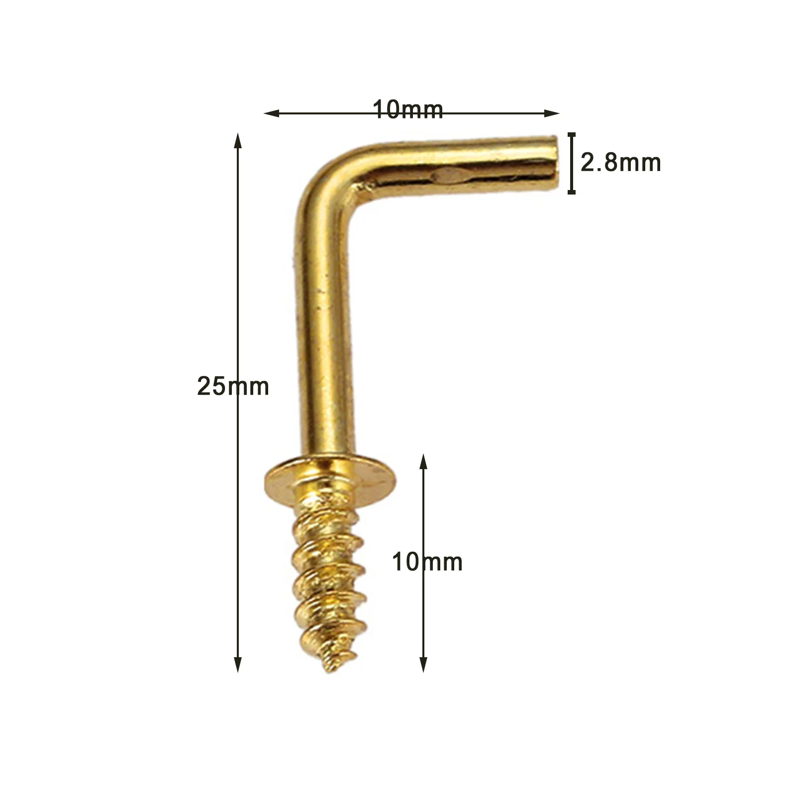 10/20pcs 7-style Metal Hook L-shape Golden Screw-in Hanger 17/25/37/47/54mm Wood Wall Mounted Photo Frame Kitchen Garden Outdoor: Gold