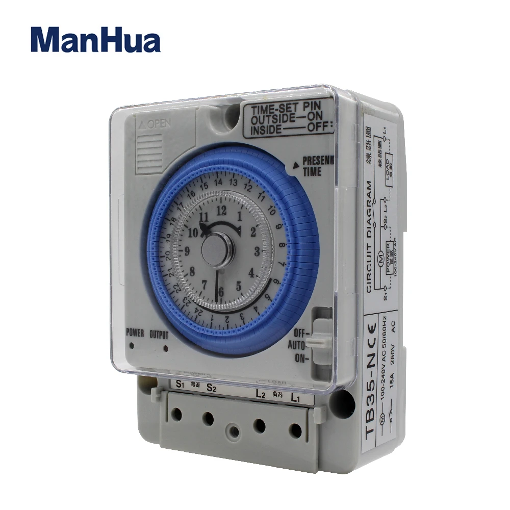 ManHua TB35N 100-240V 15A Din Rail Water Heater Programmable Timer switch Time Controller Mechanical Timer Switch