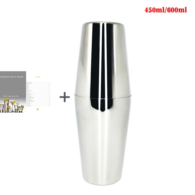 Premium Cocktail Shaker Bar Tools Set (11 piece) Stainless Steel Bartender Kit, with Many Bar Accessories Reusable Ice Cubes: 450 600ML Cup