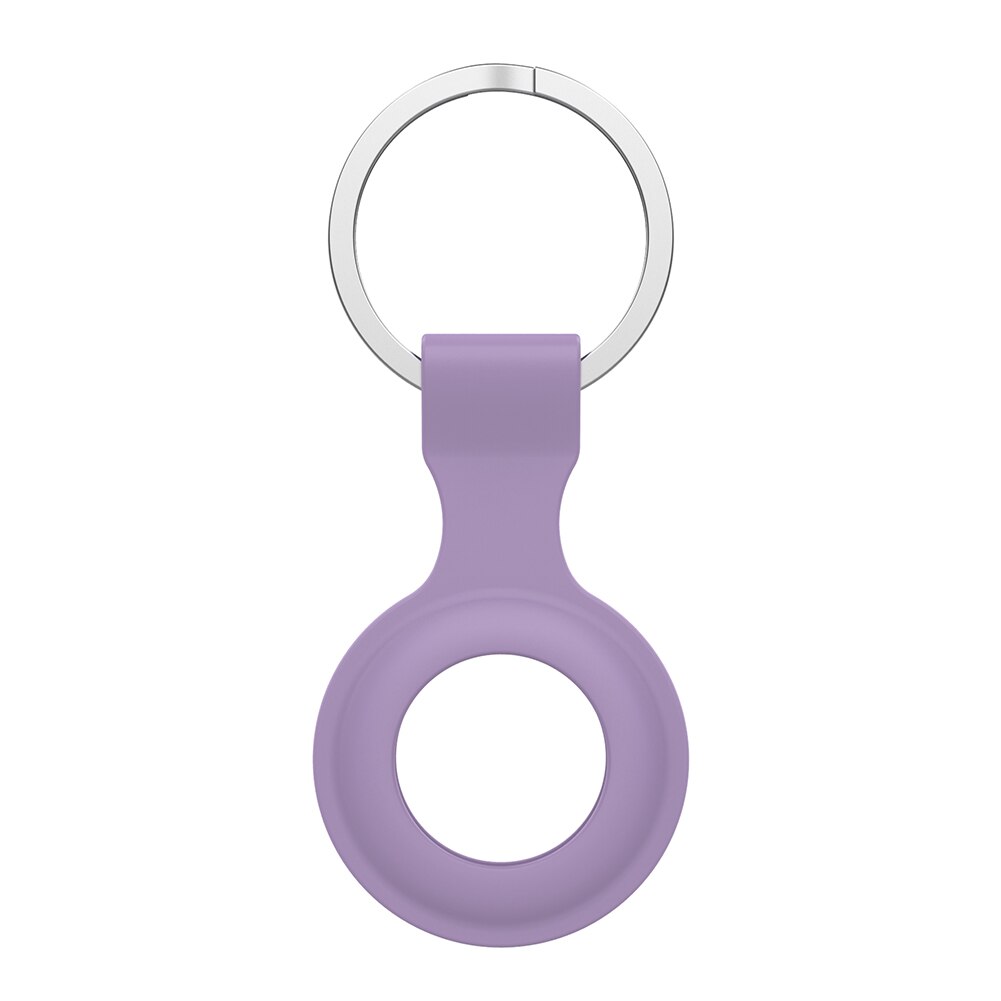 Silicone Protective Case Portable Keychain Protective Sleeve Anti-Lost Device Protector Cover for Apple Airtags Locator Tracker: Light Purple