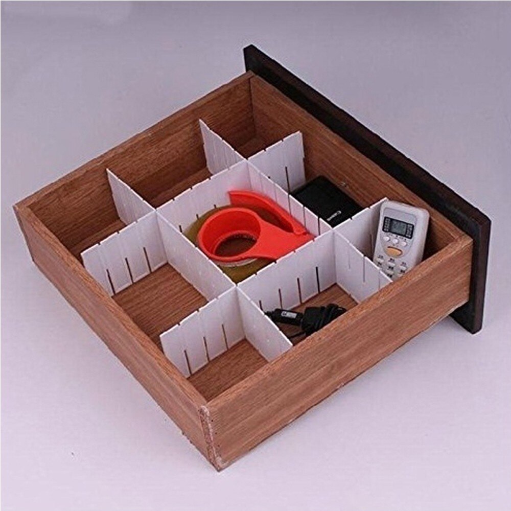 Séparateur de grille en plastique, 2 pièces, séparateur de tiroir, organisateur de stockage de grille, tiroir de rangement de sous-vêtements de couleur blanche, articles ménagers