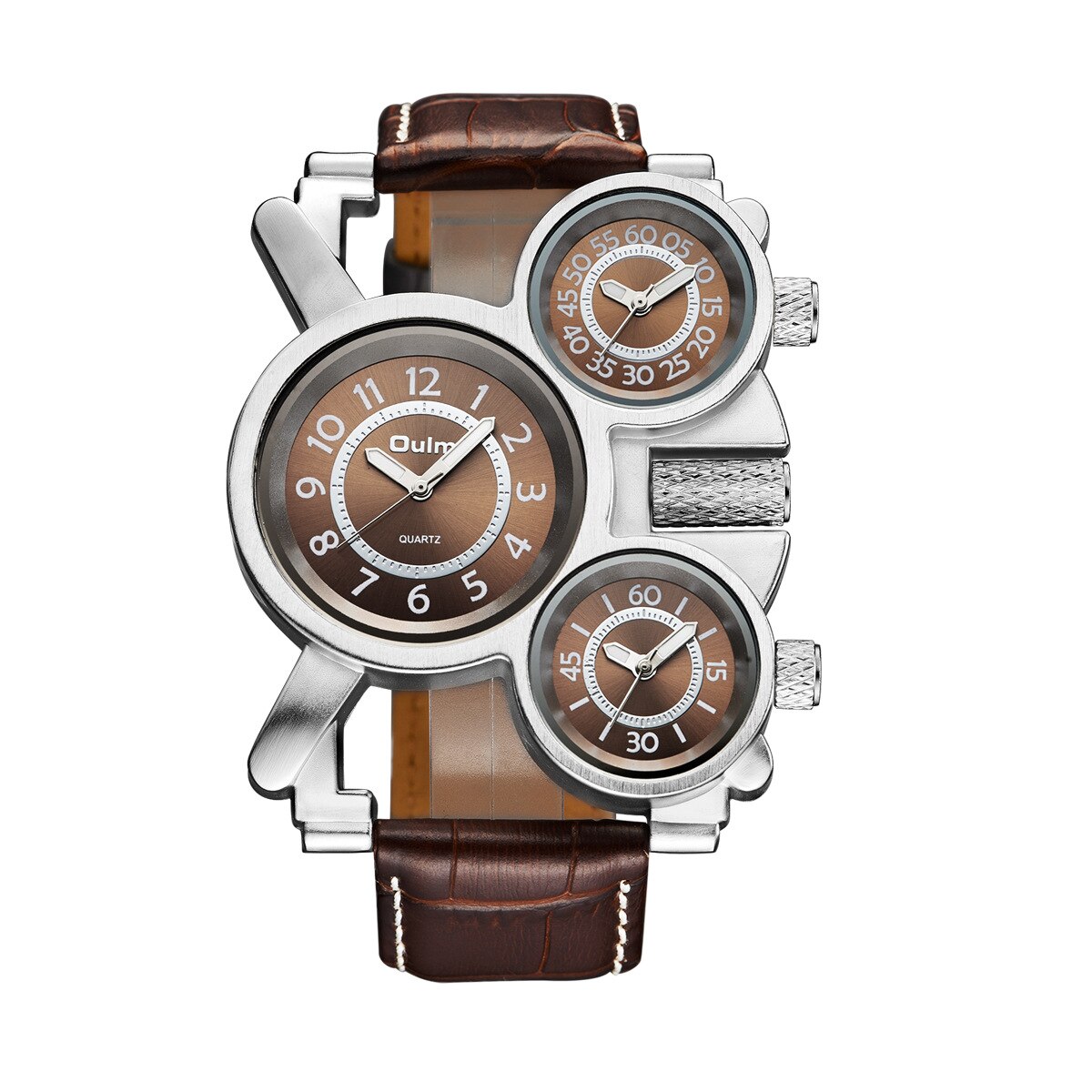 OULM1167 Multi-Tijdzone Band Persoonlijkheid Multi-Dial Heren Quartz Horloge