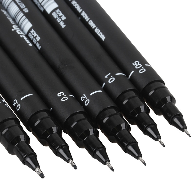 6 st/set liner pensel (pappersmärke vattentät) skrivtillbehör nål ritpenna äkta pigma micron nål penna