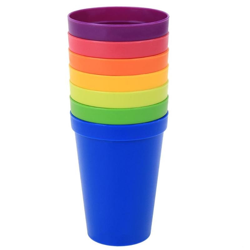 7 st/set 7 färg plastmuggar regnbågsfärg bärbar picknick turism tekopp kaffe vattenkopp hushålls köksredskap