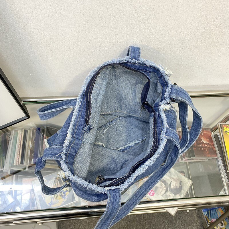 Women Denim Shoulder Bag Casual Ladies Large Travel Top-handle Bags Tote Famous Brand Crossbody Bag