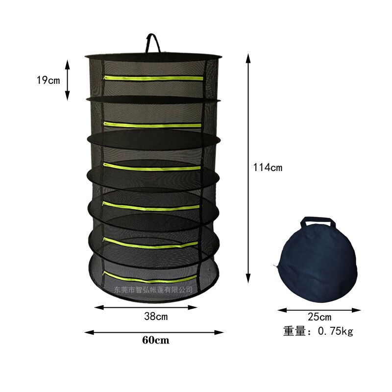 2/4/6/8 Layers Foldable Fabric Herb Drying Rack Hanging Harvest Basket Plant Dryer Net with Green Zipper Garden Pruning Shears: 6 Layers