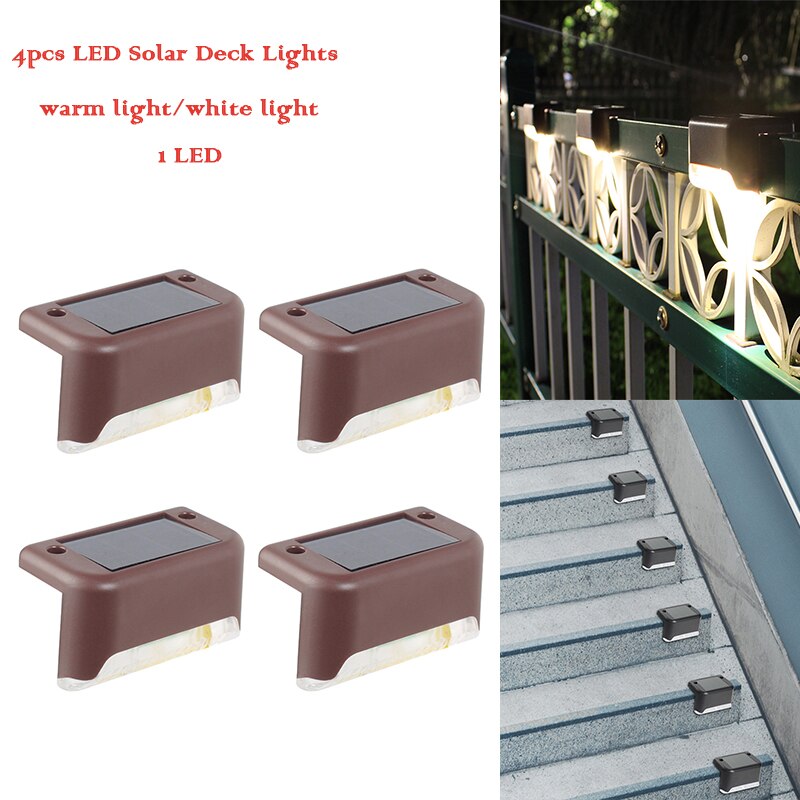 4 stk trappe hegn led lampe udendørs gang gårdhave  ip65 vandtætte varm hvid lys holdbar abs soldæk lys gård have