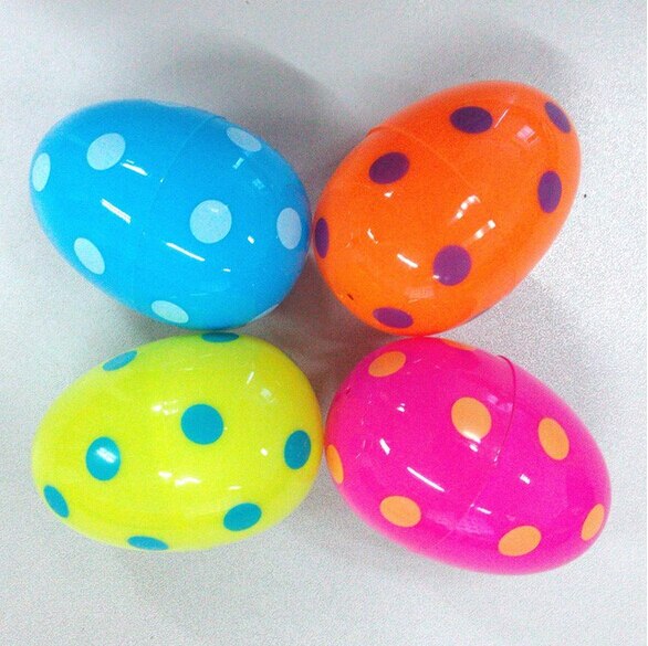 Il trasporto libero 12 pz polka dot uovo di Plastica Uovo di Pasqua per il regalo 6x4 cm 12 pz/lotto