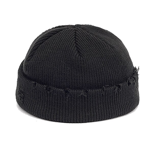 Docker Gebreide Hoeden Voor Vrouwen Gildkruid Mannen Beanie Hat Winter Retro Brimless Meloen Cap Manchet Docker Visser Mutsen Hoeden Voor mannen: black