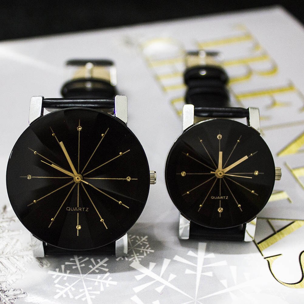 Reloj de pulsera sencillo e informal para hombre y mujer, banda de reloj de piel sintética, esfera redonda, para parejas, XRQ88