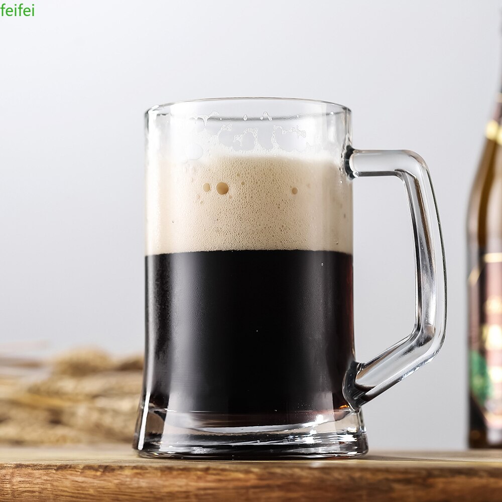 German Style Beer Mugs Pub Steins Transparent Wine Glasses Juice Cup 400/500/650ml 3 Kinds of Capacity Cups , Set of 2